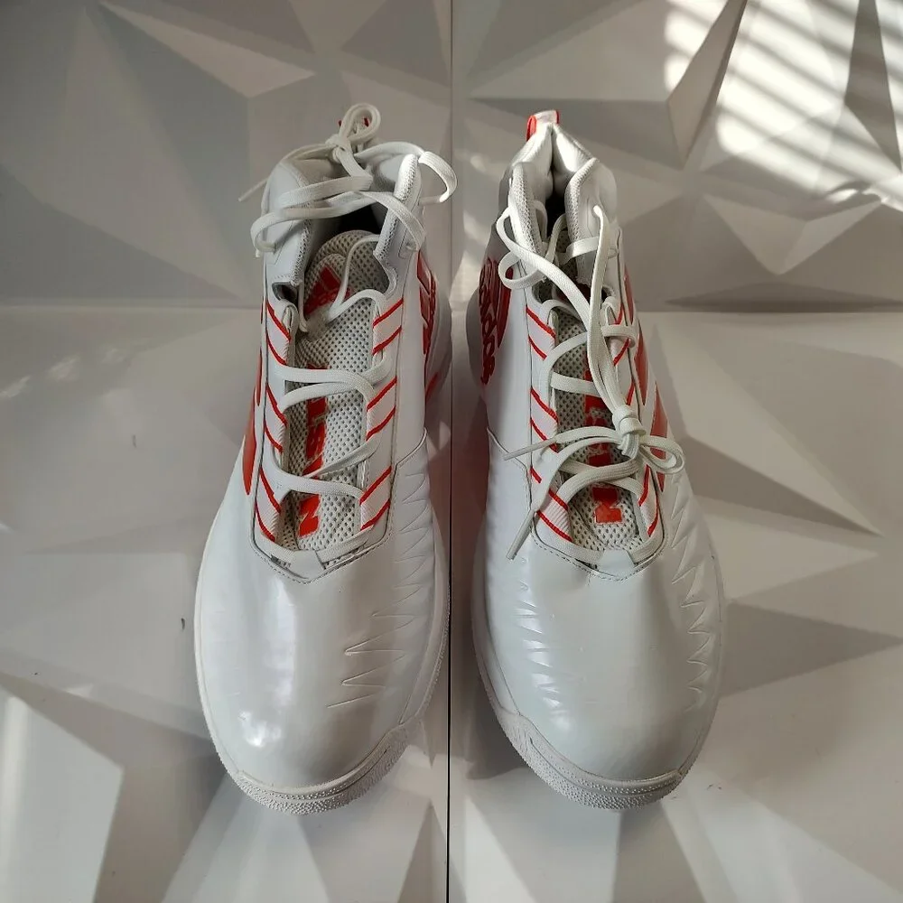 Adidas Mens Football Cleats 16 White Orange Shoe Lacrosse Nasty Mid Top Logo - Picture 6 of 11